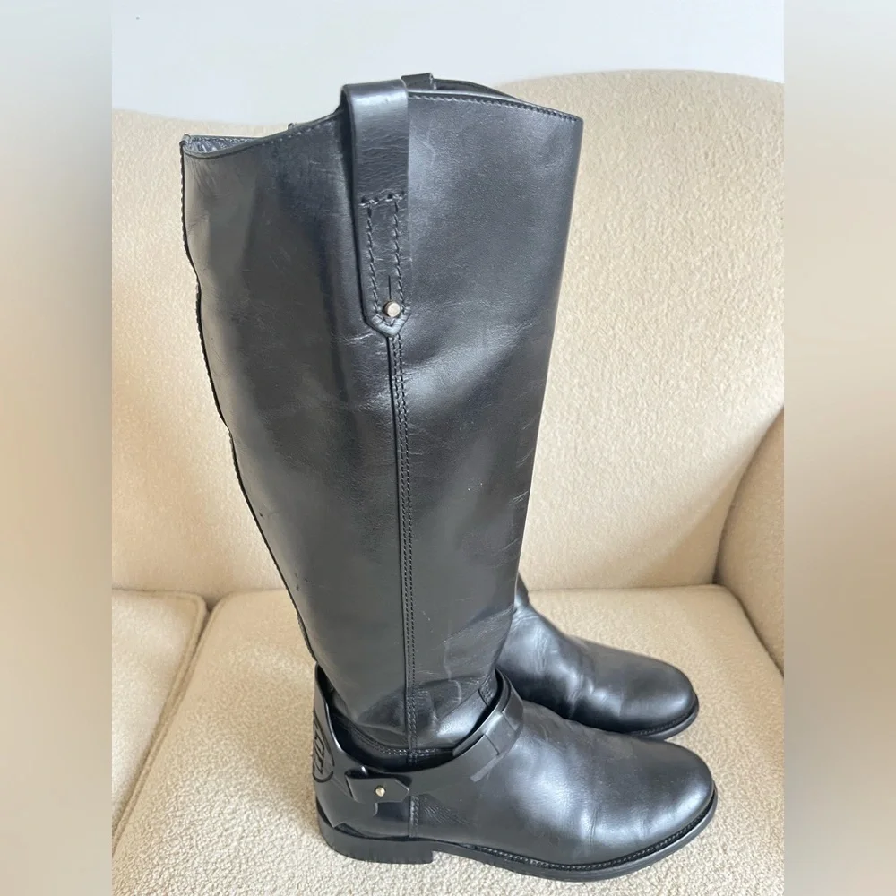 TORY BURCH Black Leather Over-the-Knee Riding Boots